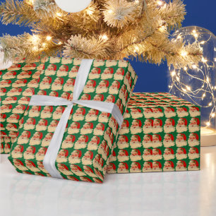 Cadeau Papier d'enveloppement vintage Père Noël Face