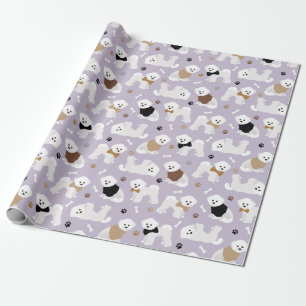 Cadeau Papier d'enveloppement violet Bichon Frise Bones e