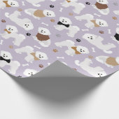 Cadeau Papier d'enveloppement violet Bichon Frise Bones e (Coin)