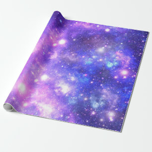 Cadeau Papier d'enveloppement violet de galaxie spatiale