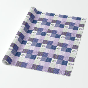Cadeau Papier d'enveloppement : Violet Motif Faux-Patchwo