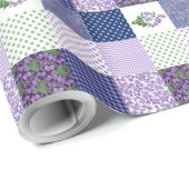 Cadeau Papier d'enveloppement : Violet Motif Faux-Patchwo (Coin rond)