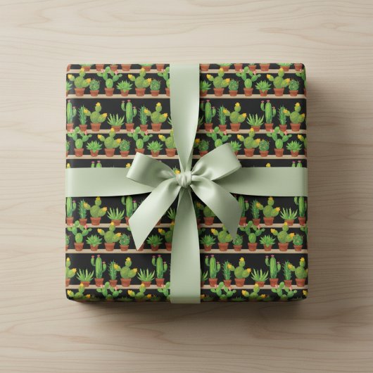 Cadeau Papier d'enveloppement vivivid Succulent et Cactus
