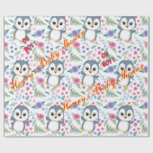 Cadeau Papier d'enveloppement Whimsical Blu Penguin (Plat)
