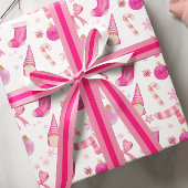 Cadeau Papier d'épluchage rose de Noël et de flocons de n