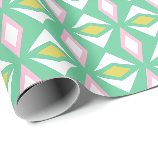 Cadeau Papier d'érection rose et vert diamant (Coin rond)