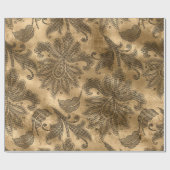 Cadeau Papier doré et noir damassé (Plat)