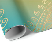 Cadeau Papier doré faux motif arabe (Coin rond)