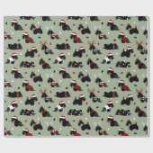 Cadeau Papier écossais Terrier vert de Noël (Plat)