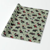 Cadeau Papier écossais Terrier vert de Noël (Déroulé)