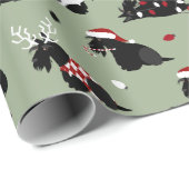 Cadeau Papier écossais Terrier vert de Noël (Coin rond)