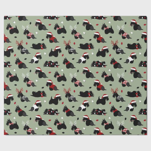 Cadeau Papier écossais Terrier vert de Noël (Couture)