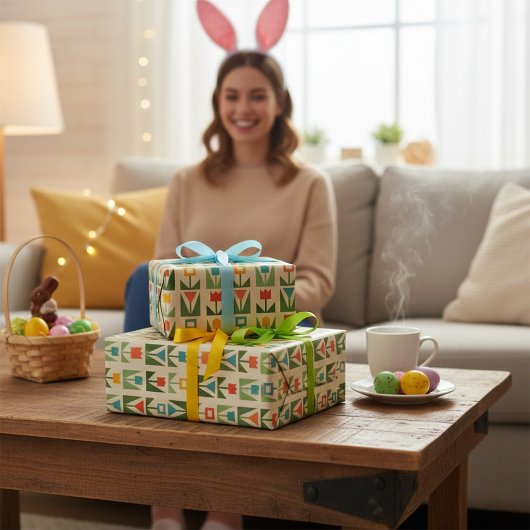 Cadeau Papier écrémé de Pâques avec printemps Abstrait