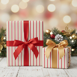 Cadeau Papier élégant à rayures fines en forme de canne à