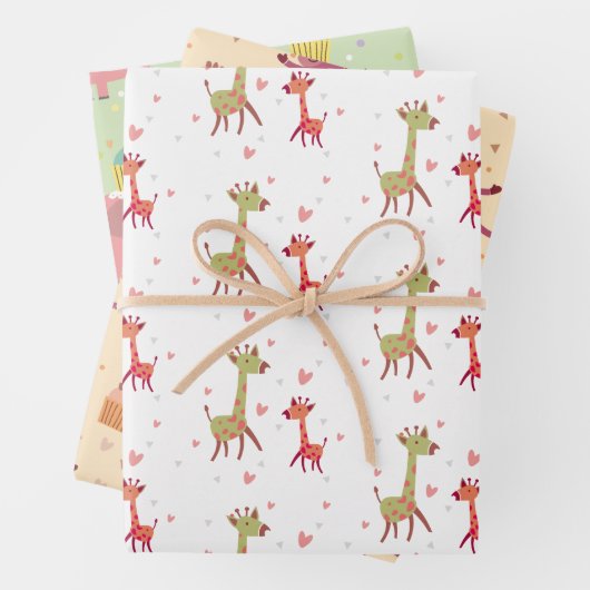 cadeau papier éléphant giraf singe (En situation)