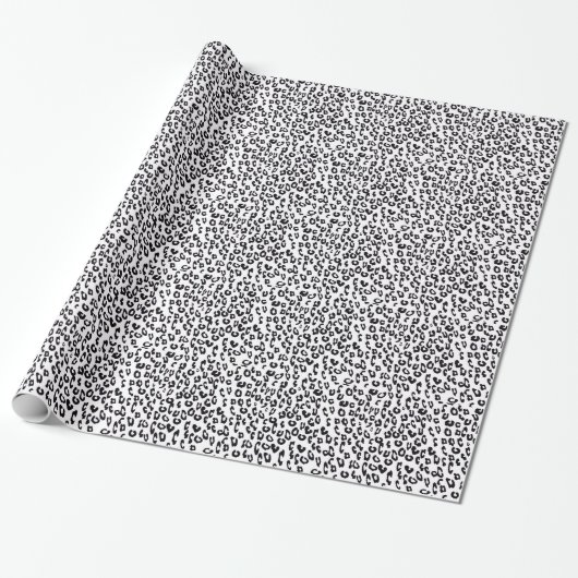 Cadeau Papier Empreinte de léopard noir et blanc (Déroulé)