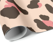 Cadeau Papier Empreinte de léopard rose chic (Coin rond)