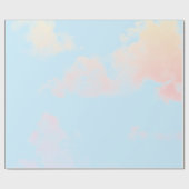 CADEAU PAPIER EN LAVAGE BLEU AVEC NUAGES ROSES (Plat)