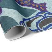 CADEAU PAPIER EN MODÈLE FLORAL CHINOIS EN BLUES (Coin rond)