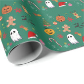 Cadeau Papier enveloppant d'Halloween de Noël (Coin rond)