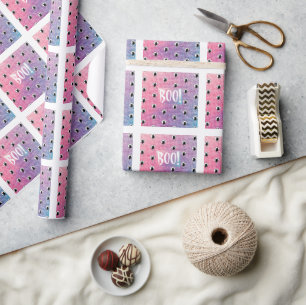 Cadeau Papier enveloppant d'Halloween rose par la poète A