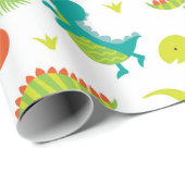 Cadeau Papier enveloppant Dinosaure pour bébé mignon (Coin rond)