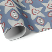 Cadeau Papier enveloppant les coeurs et les étoiles (Coin rond)