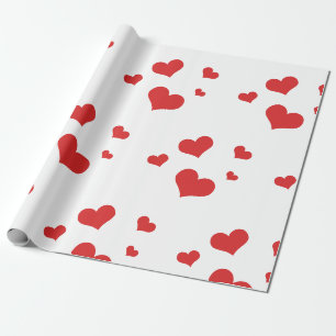 Cadeau Papier enveloppant les coeurs rouges