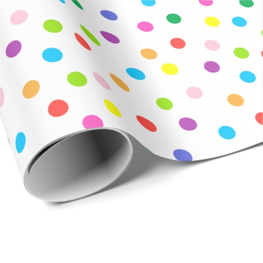 Cadeau Papier enveloppant points colorés (Coin rond)