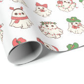 Cadeau Papier enveloppant pour Halloween Fantôme de Noël (Coin rond)