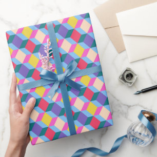Cadeau Papier enveloppant pour Noël. à damiers motif.