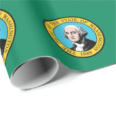 Cadeau Papier enveloppé avec Drapeau de l'État de Washing (Coin rond)