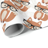 Cadeau Papier enveloppé Hipster Fox (Coin rond)