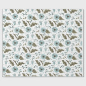 Cadeau Papier floral bleu et vert (Plat)