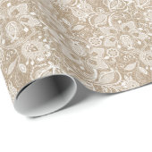 Cadeau Papier floral Burlap & dentelle (Coin rond)