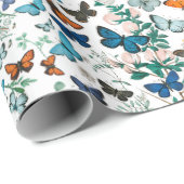 Cadeau Papier floral Papillon d'été (Coin rond)