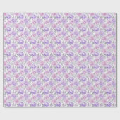 Cadeau Papier floral romantique aux tons de lilas et de p (Plat)