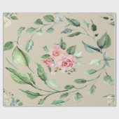 Cadeau Papier floral rose et vert (Plat)