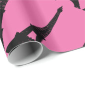 Cadeau Papier Fuchsia et Black Paris (Coin rond)