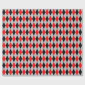 Cadeau Papier grand Jacquard rouge, noir et gris (Plat)