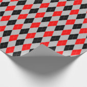 Cadeau Papier grand Jacquard rouge, noir et gris (Coin)