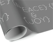 Cadeau Papier Grey Peace and Joy Wrapper (Coin rond)