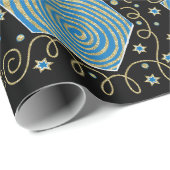 Cadeau Papier Hanoukka "Elegant Dreidels" (Coin rond)