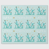 Cadeau Papier Hanoukka "Lumières bleues, lattes" (Plat)