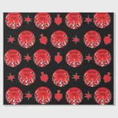 Cadeau Papier Hanoukka "Rouge, Blanc, Noir" (Plat)