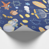 Cadeau Papier Hanoukka Snowman et Menorah Wrapper (Coin)