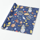 Cadeau Papier Hanoukka Snowman et Menorah Wrapper (Déroulé)