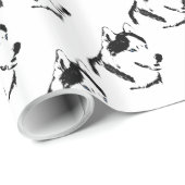 Cadeau Papier Husky Wrapper Papier Husky Sled Chig (Coin rond)