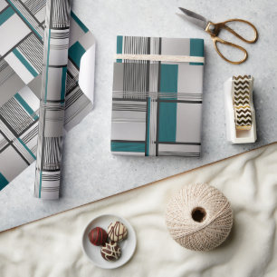 Cadeau Papier Luxueux de Décoration Sarcelle Matrix