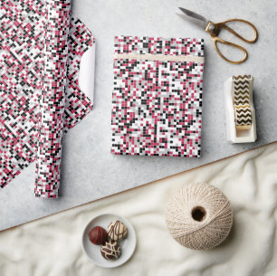 Cadeau Papier Magenta noir Motif géométrique